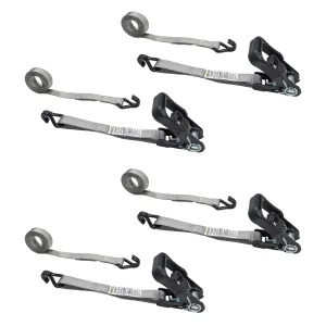 1" x 10' Rubber Coated Ratchet Strap w/ Vinyl Coated Wire Hooks - 4 Pack