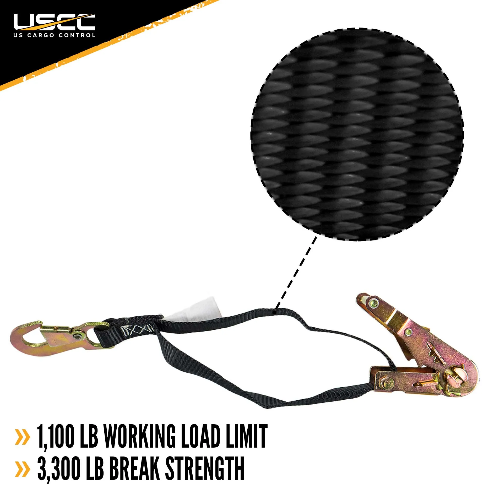 1" x 15' Ratchet Strap w/ Flat Snap Hooks