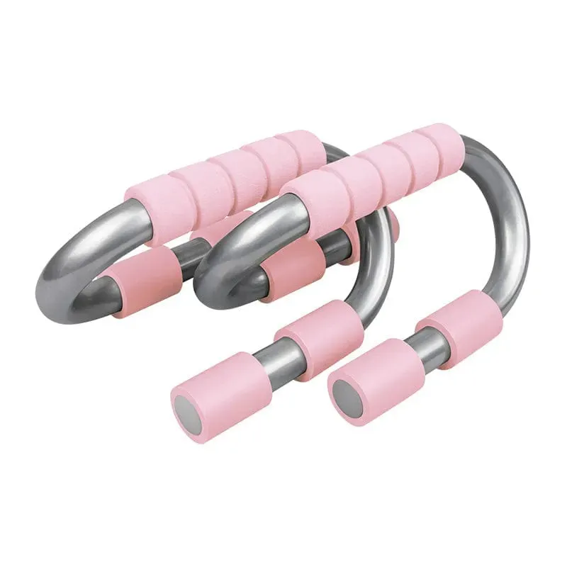 2 Pack Push Up Bars | S-Shaped Soft Grip Foam Non Slip Press Up Stands | Grey or Pink