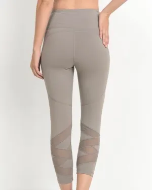 Active Hearts - High Waist Zig Zag Mesh Panel Capri Sports Leggings