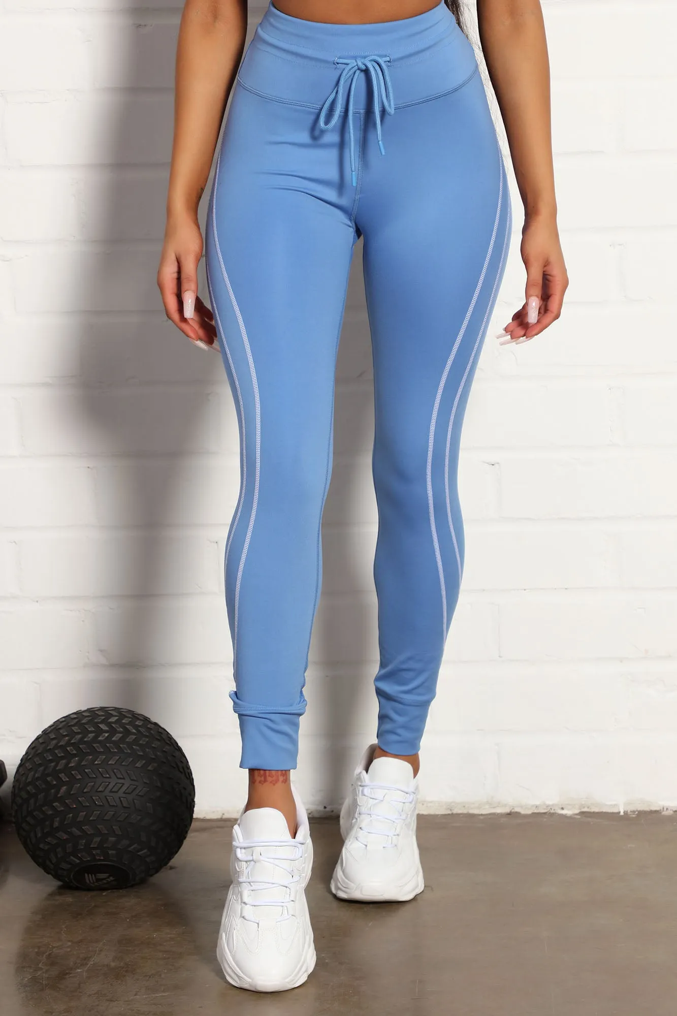 All You Got Active Contrast Stitch Super Soft Jogger Legging - Blue