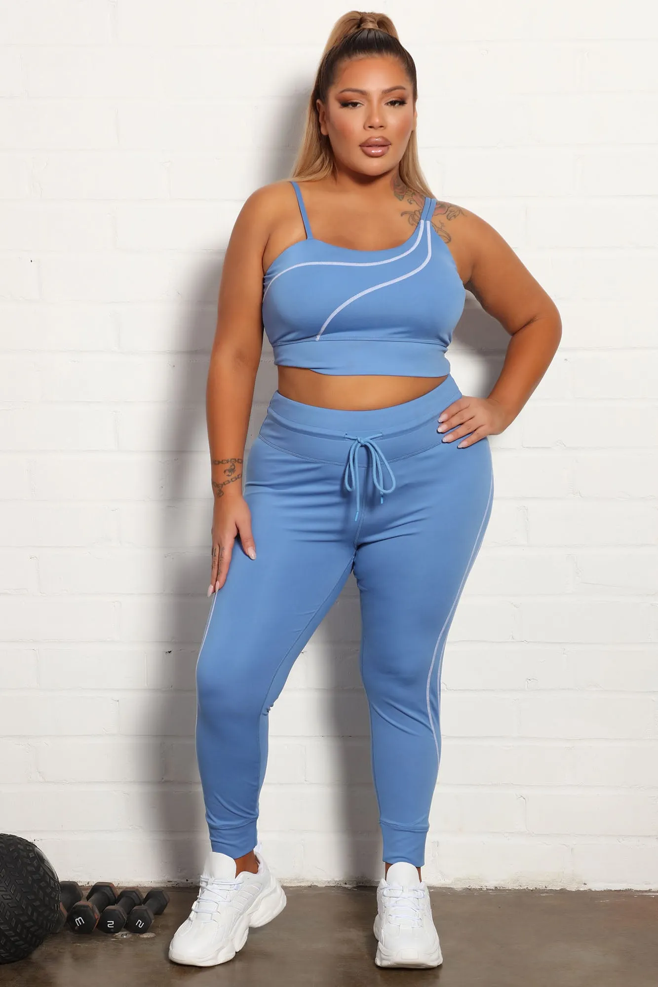 All You Got Active Contrast Stitch Super Soft Jogger Legging - Blue
