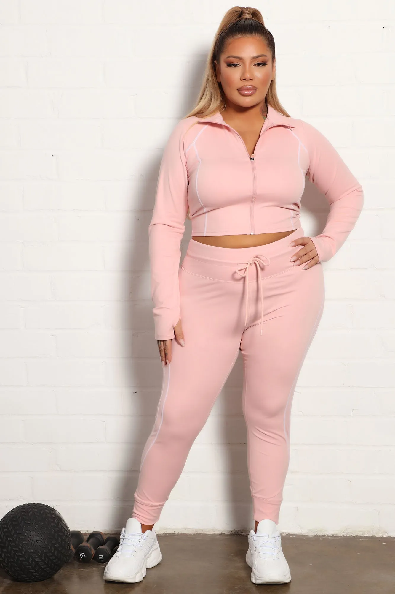 All You Got Active Contrast Stitch Super Soft Jogger Legging - Blush