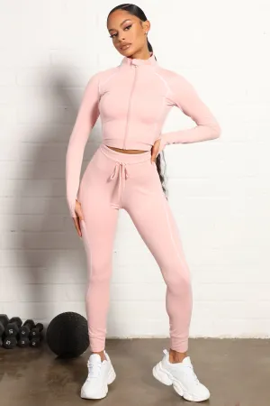 All You Got Active Contrast Stitch Super Soft Jogger Legging - Blush