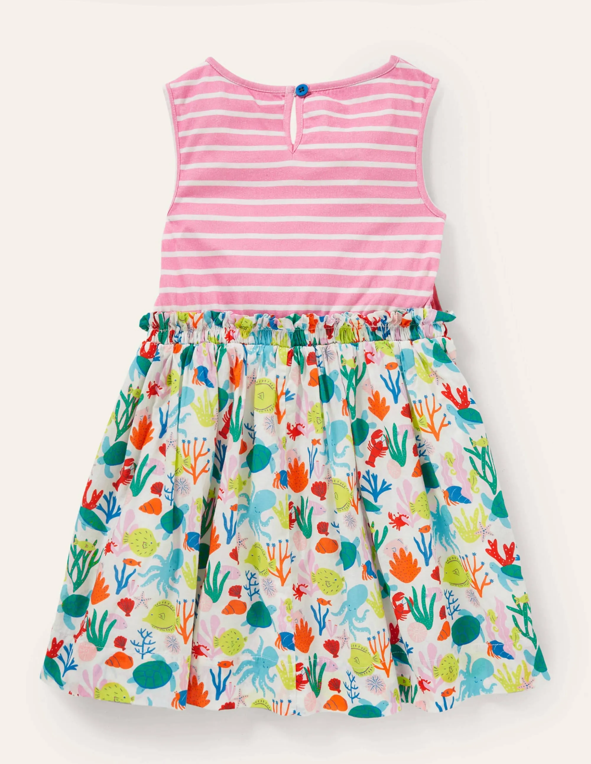 Appliqué Woven Mix Dress-Boto Pink/Ivory Crab