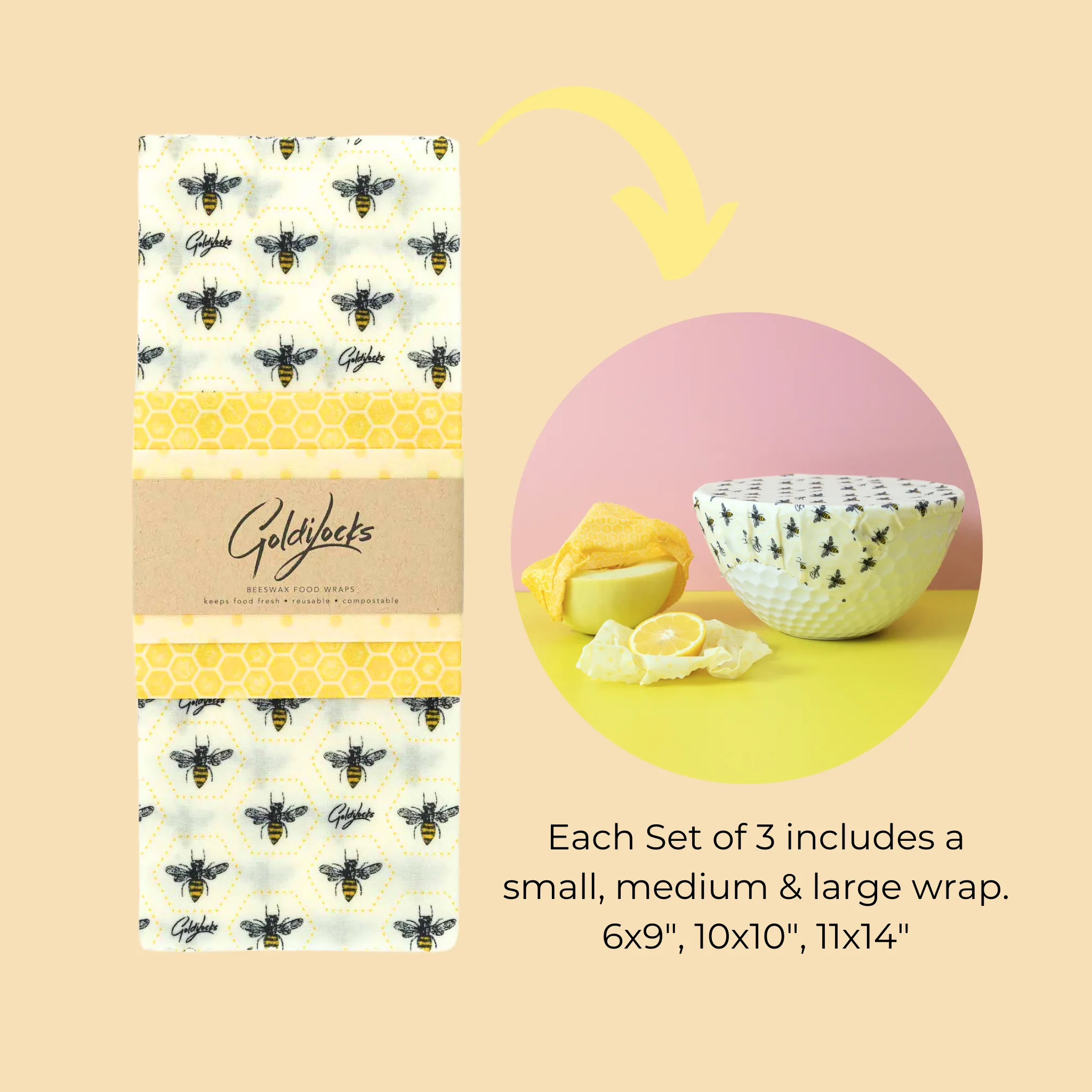Bee Hive Bundle: Beeswax Food Wraps   Swedish Dishcloths