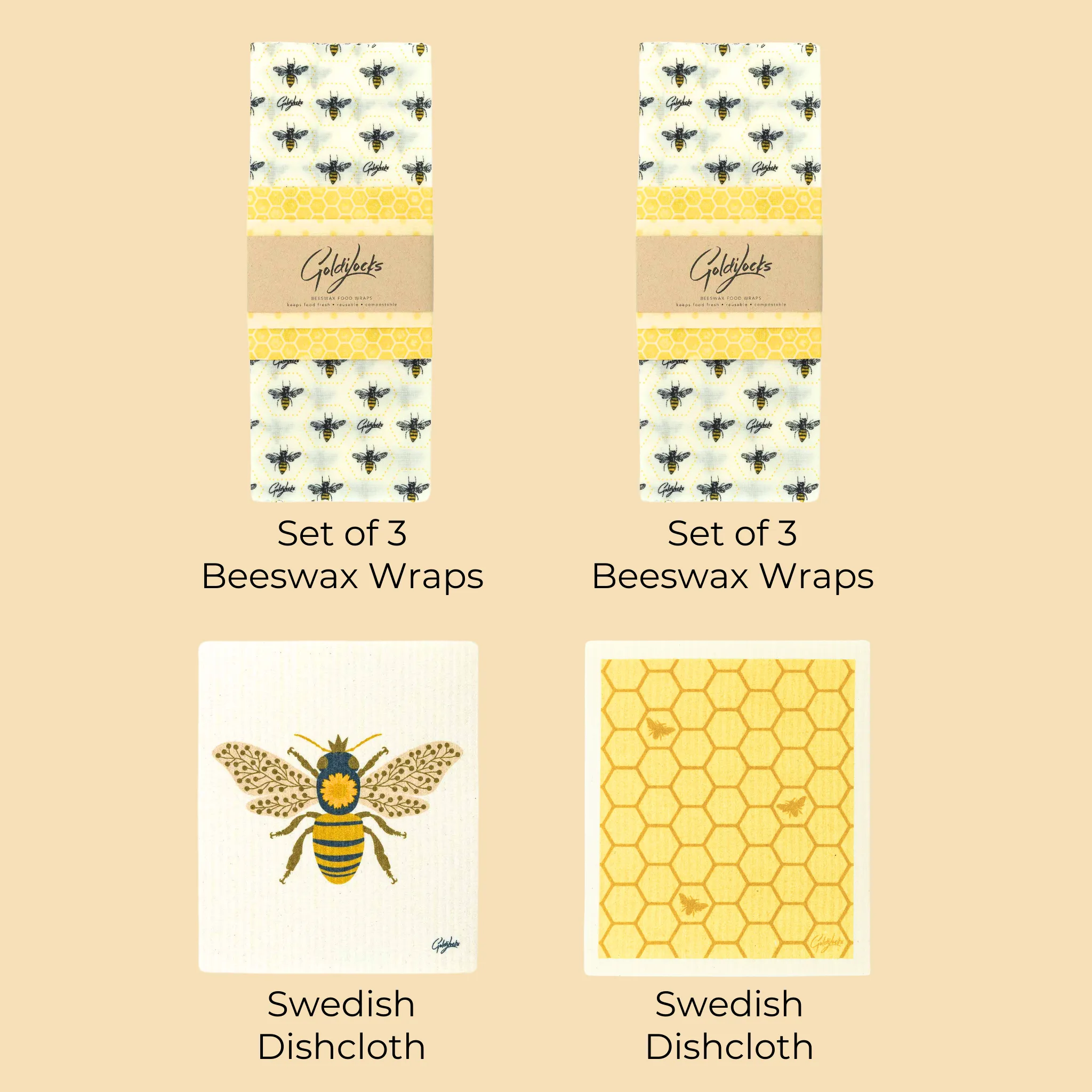 Bee Hive Bundle: Beeswax Food Wraps   Swedish Dishcloths