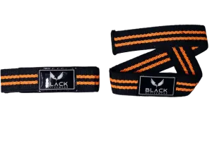 BLACK ACTIVE LIFTING STRAPS ORANGE STRIPE