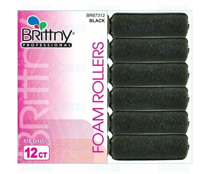 Brittny-Professional-Foam-Rollers-Black-Medium-12-Count