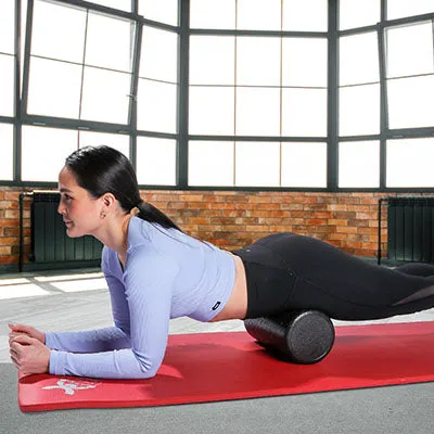 CanDo Foam Roller - Black Composite - Extra Firm - 6" x 18" - Half-Round
