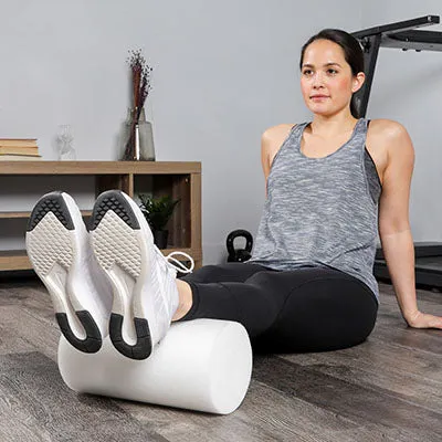 CanDo Foam Roller - White PE foam - 6" x 30" - Half-Round
