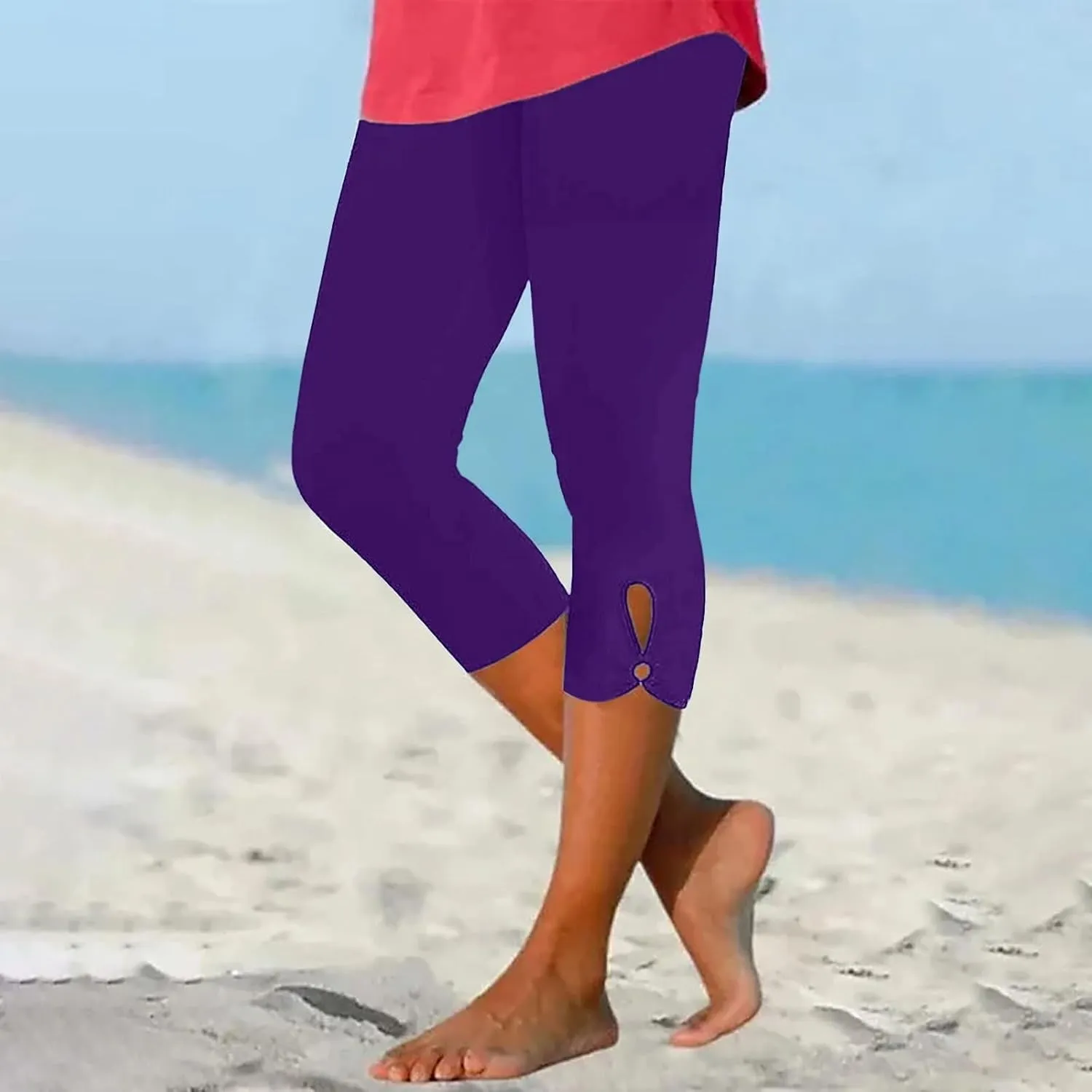 Capri Leggings for Women Casual Yoga Pants High Waisted Cropped Comfy Stretchy Workout Pants