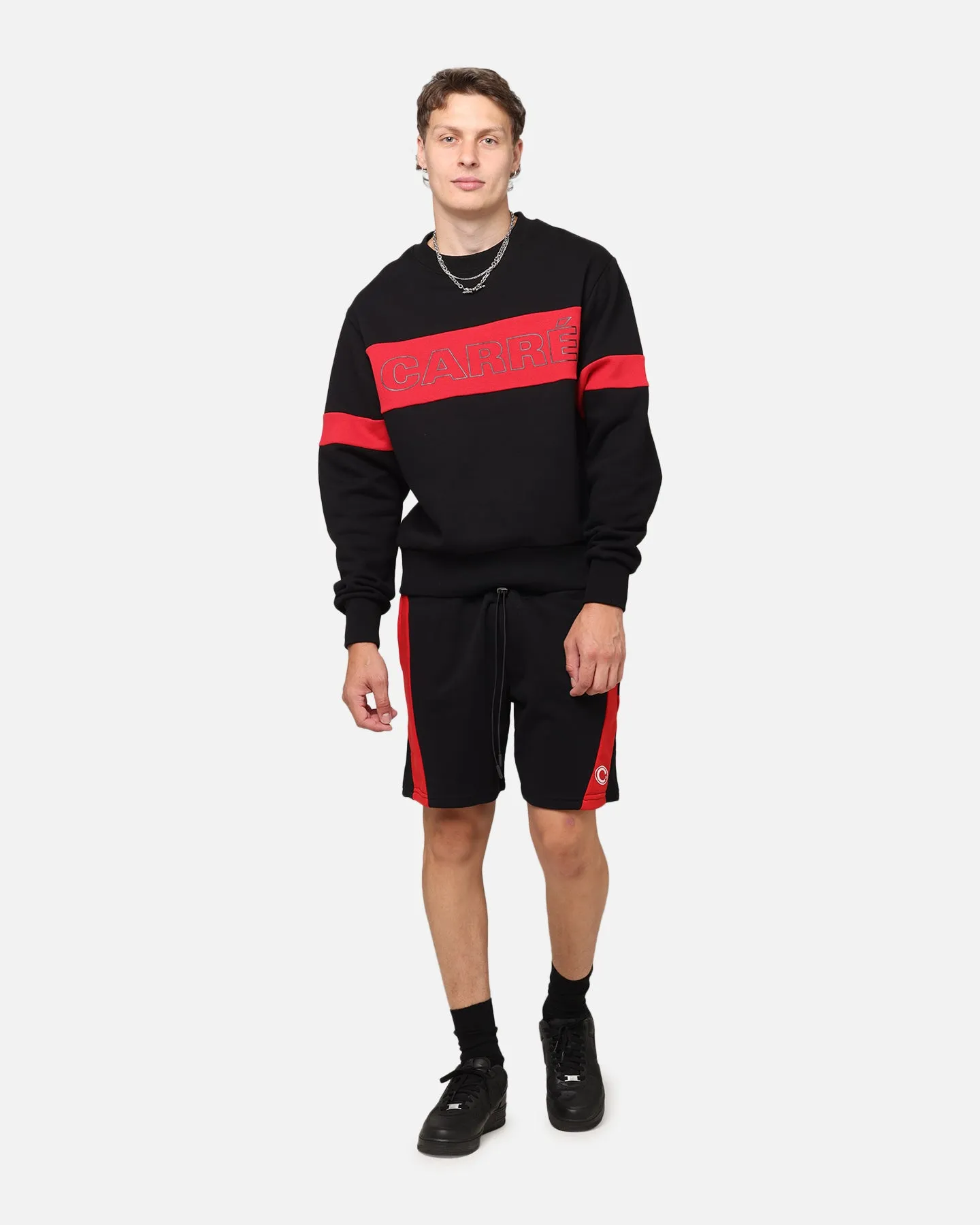 Carre Bars Crewneck Black/Red