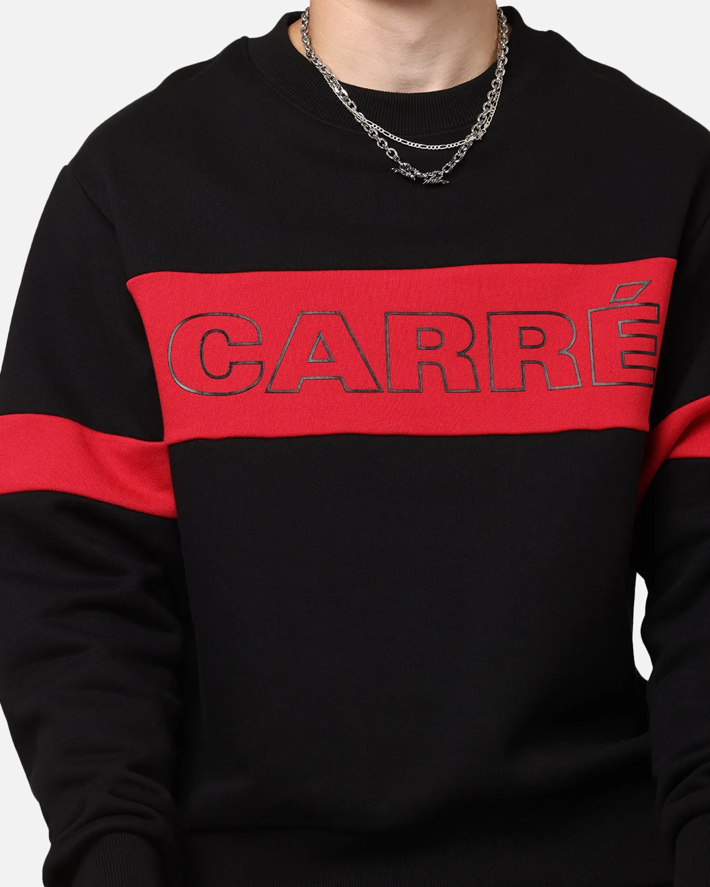 Carre Bars Crewneck Black/Red
