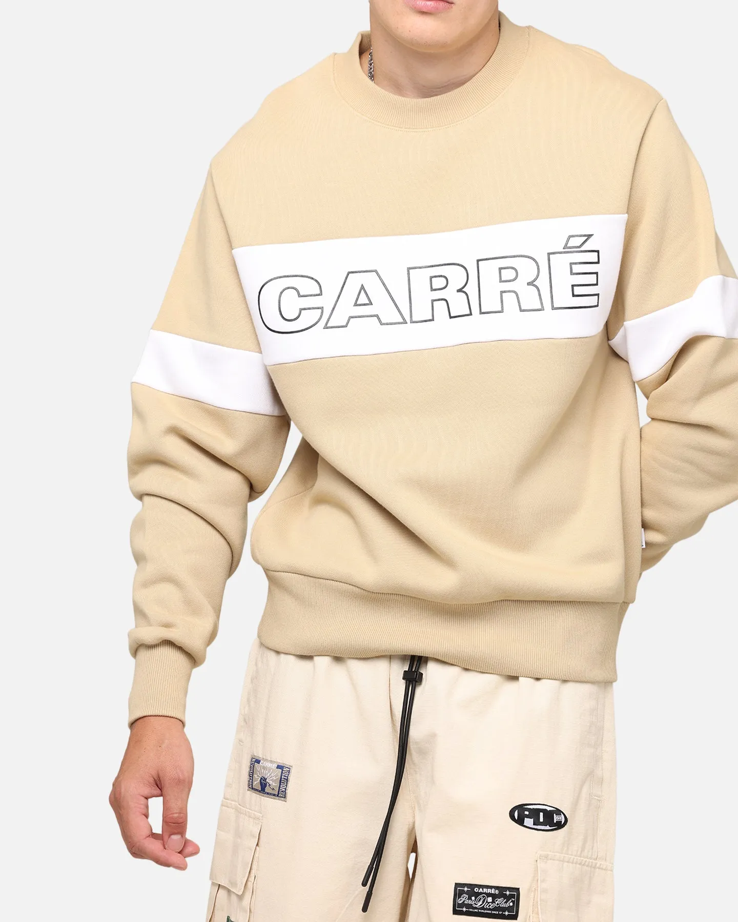 Carre Bars Crewneck Stone/White