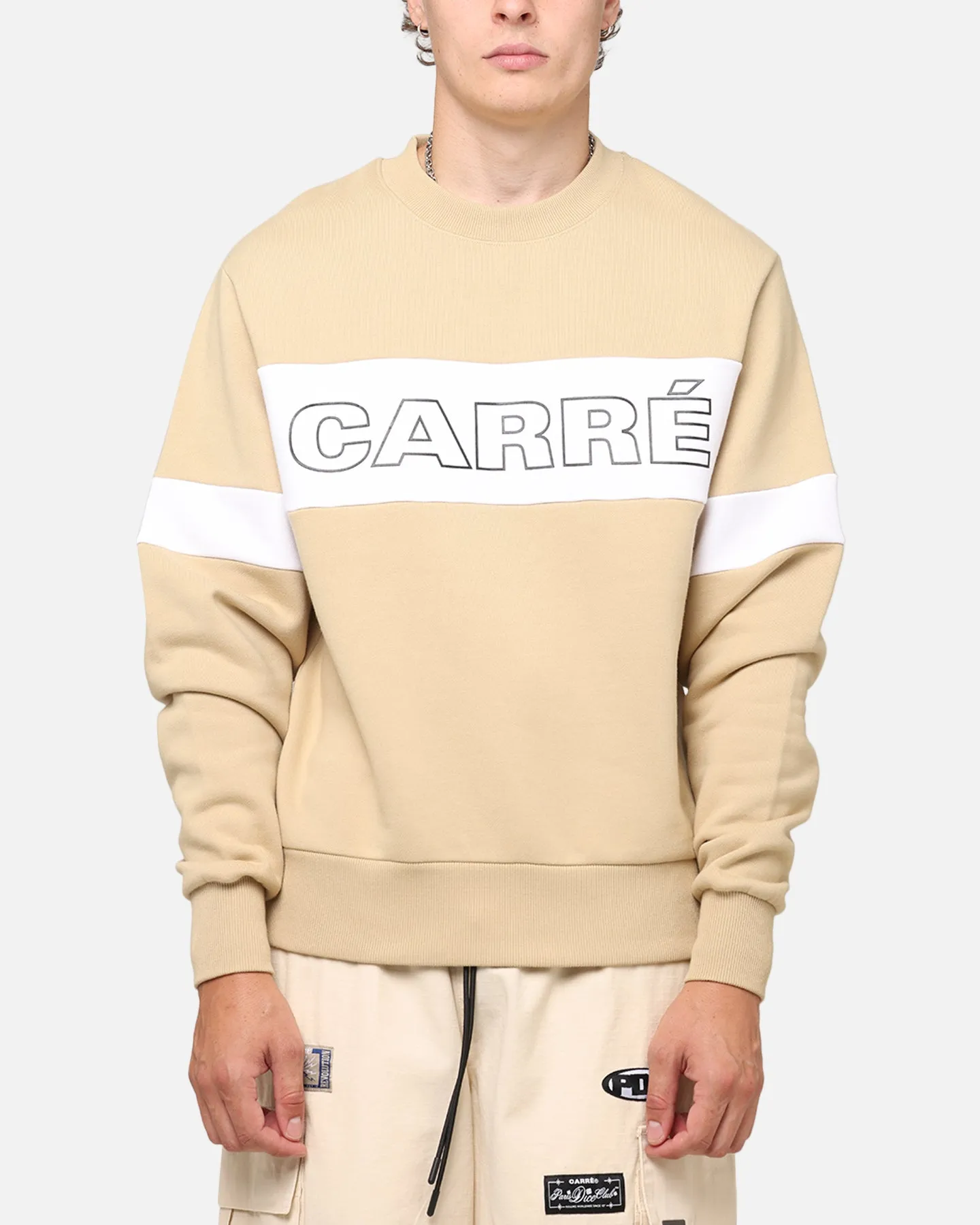 Carre Bars Crewneck Stone/White