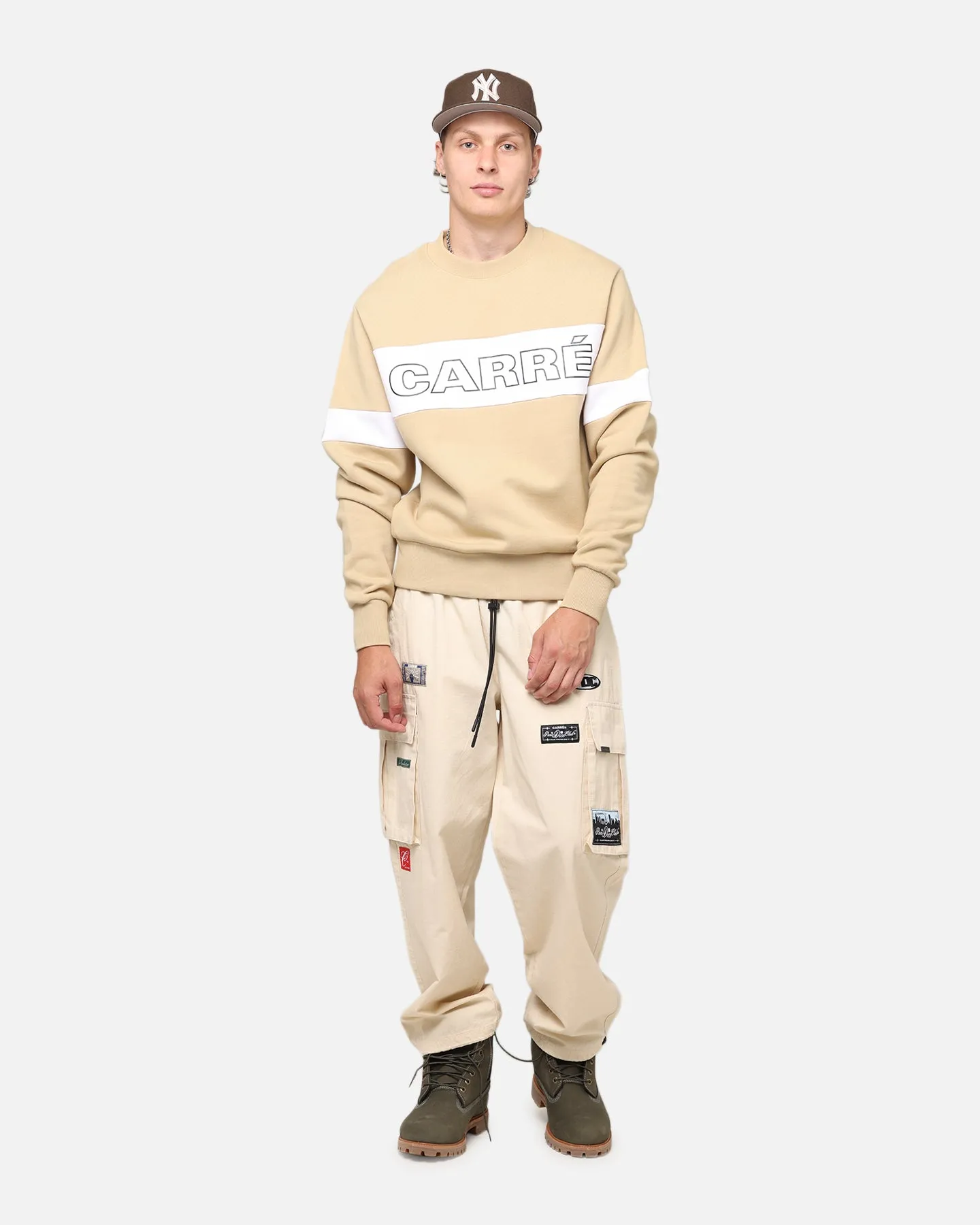 Carre Bars Crewneck Stone/White
