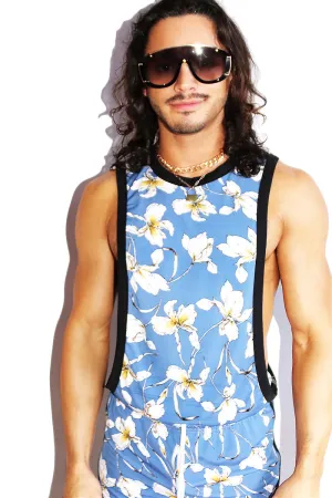 Colony Beach Floral Low Arm Tank- Blue