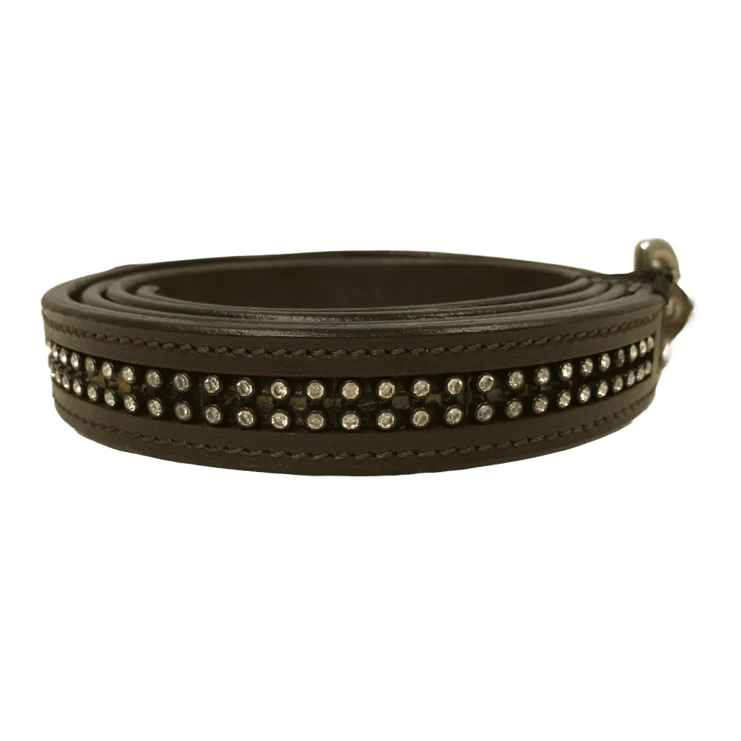 Derby Originals Multipurpose Crystal Inlay Leather Lead for Cattle, Horse or Dog with Chain and Swivel Snap