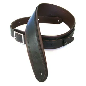 DSL 2.5" Rolled Edge Leather Guitar Strap with Buckle - Black/Brown