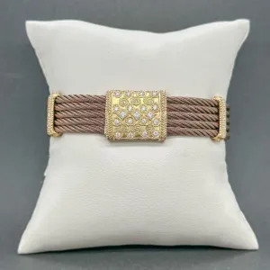 Estate Charriol 18K Y Gold & Steel Diamond 5 Cable Bracelet