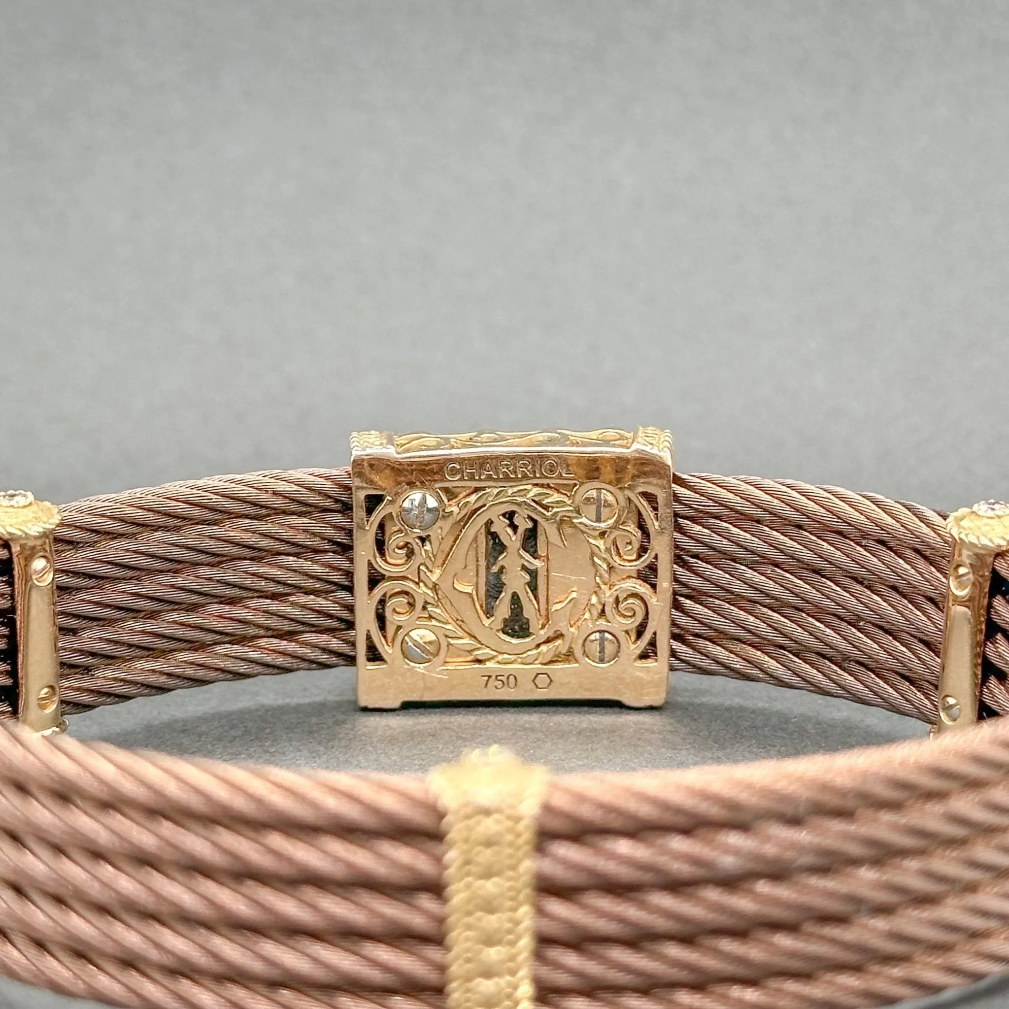 Estate Charriol 18K Y Gold & Steel Diamond 5 Cable Bracelet