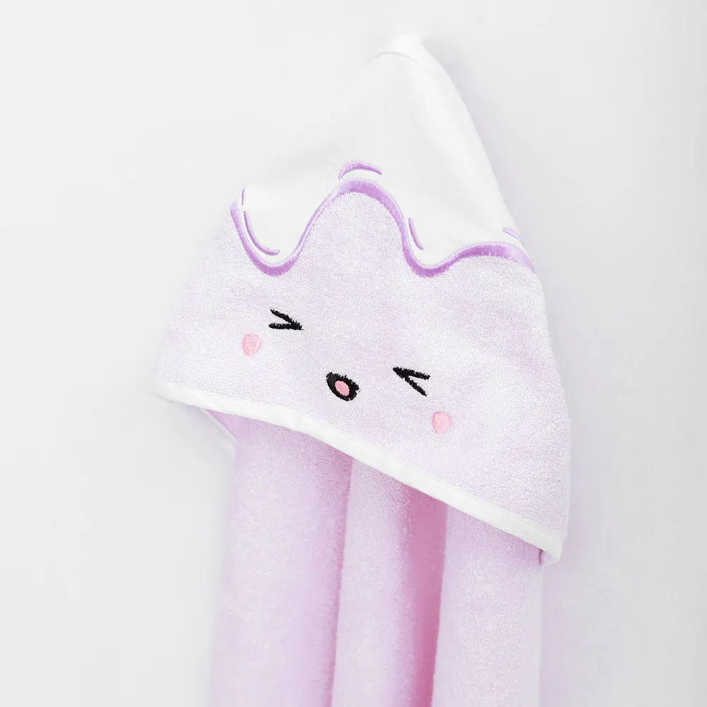 Fancy Fluff Bamboo Cotton  Hooded Towel - Lavender Sundae
