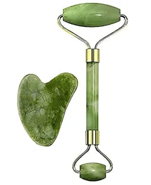 Flawless Facial Massager Jade Roller & Gua Sha Stone