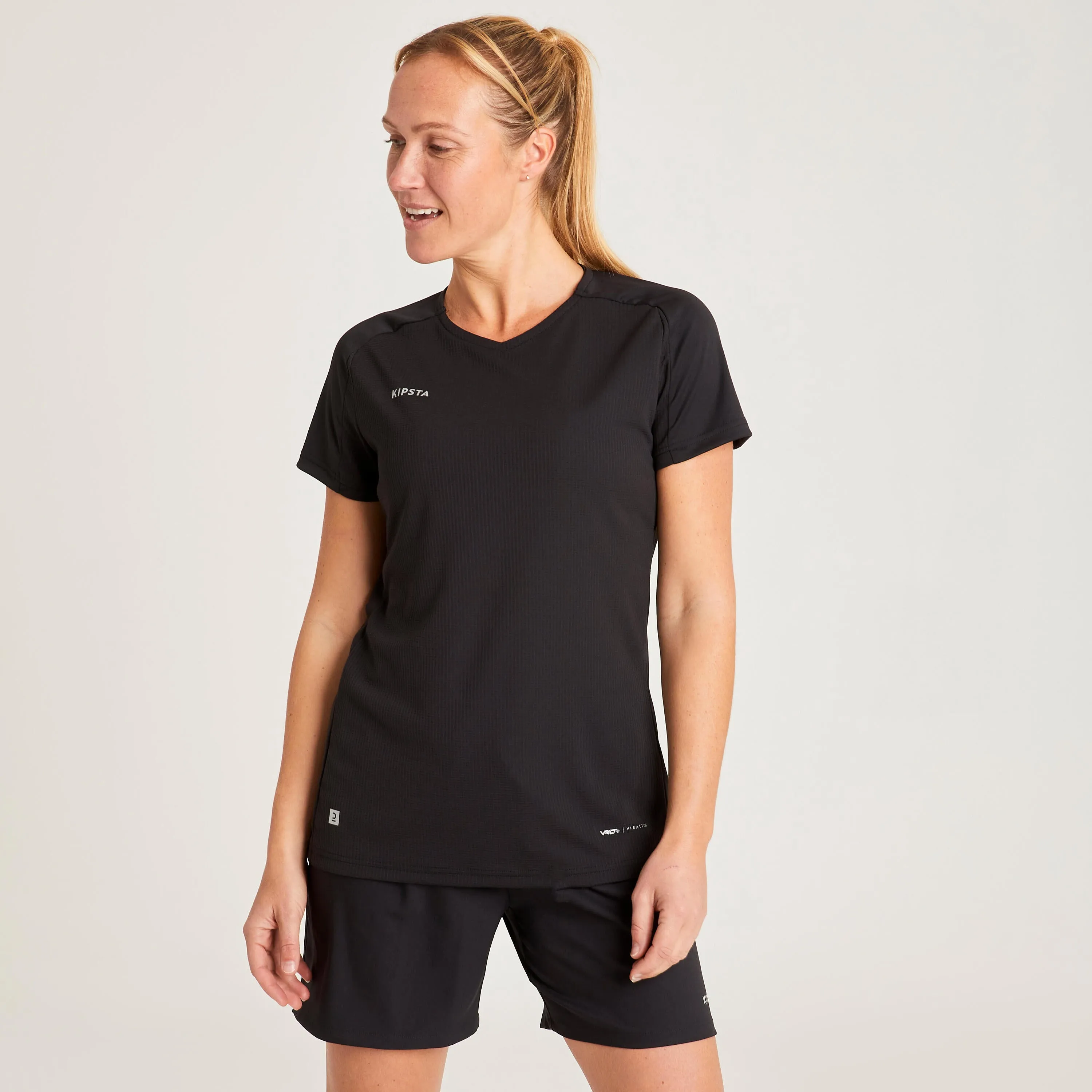 Football shorts VIRALTO  women's black KIPSTA, black/charcoal gray