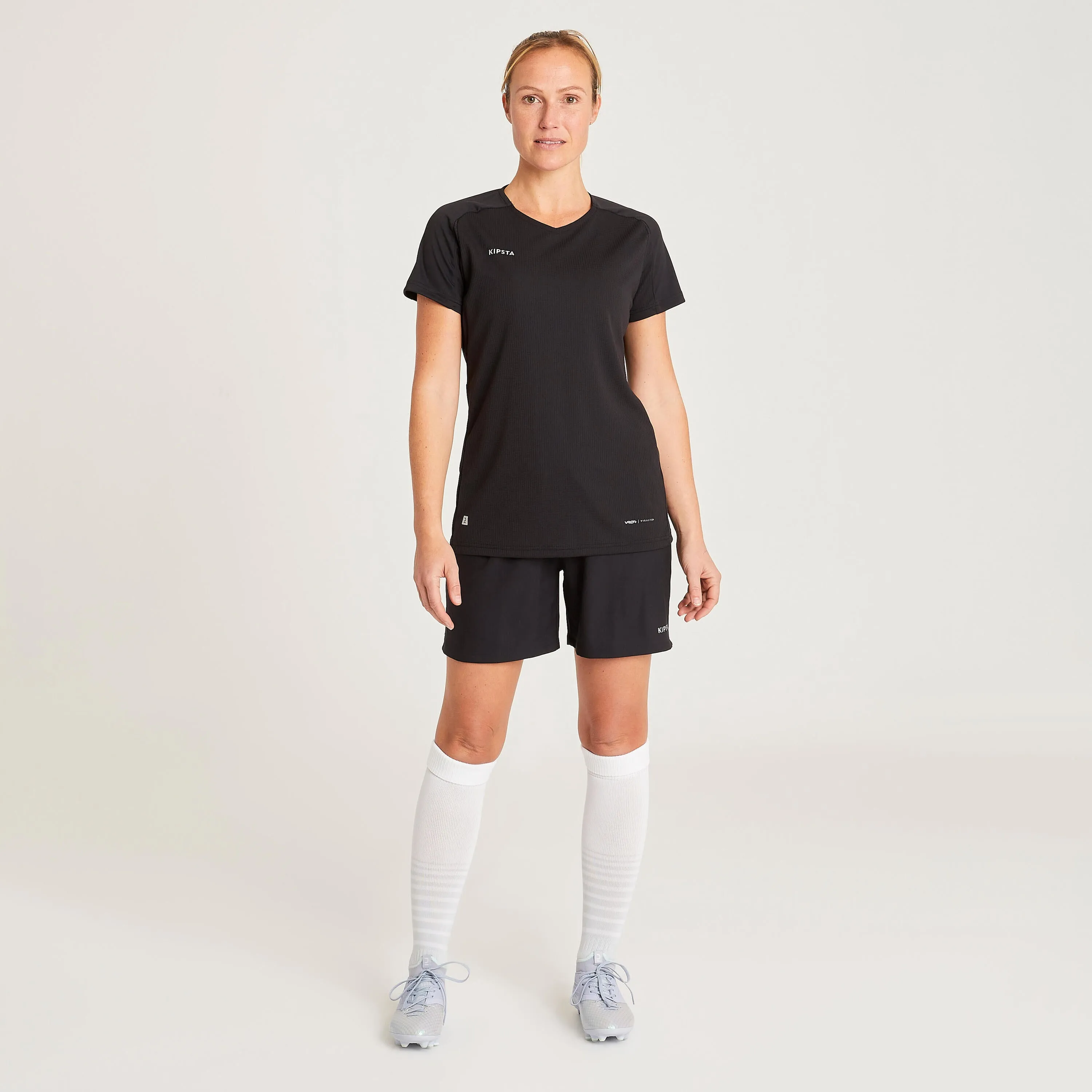Football shorts VIRALTO  women's black KIPSTA, black/charcoal gray