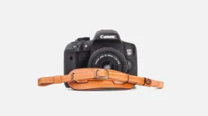 Herringbone Heritage DSLR Leather Camera Wrist Strap - Camel Brown