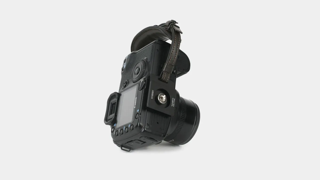 Herringbone Heritage DSLR Leather Camera Wrist Strap - Camel Brown