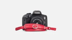 Herringbone Heritage DSLR Leather Camera Wrist Strap - Red
