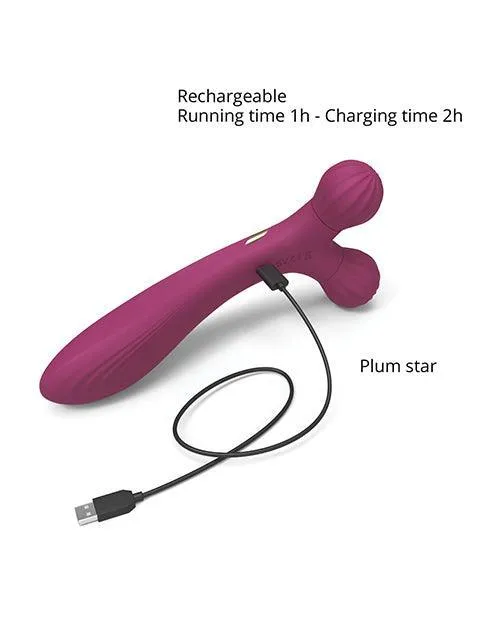 Love To Love Fireball Forked Vibrator - Plum Star