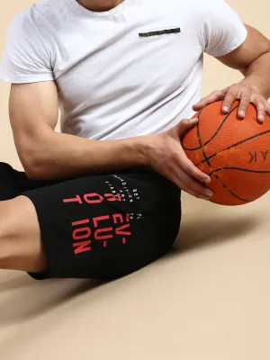 Men Black Mid Rise Sports Shorts