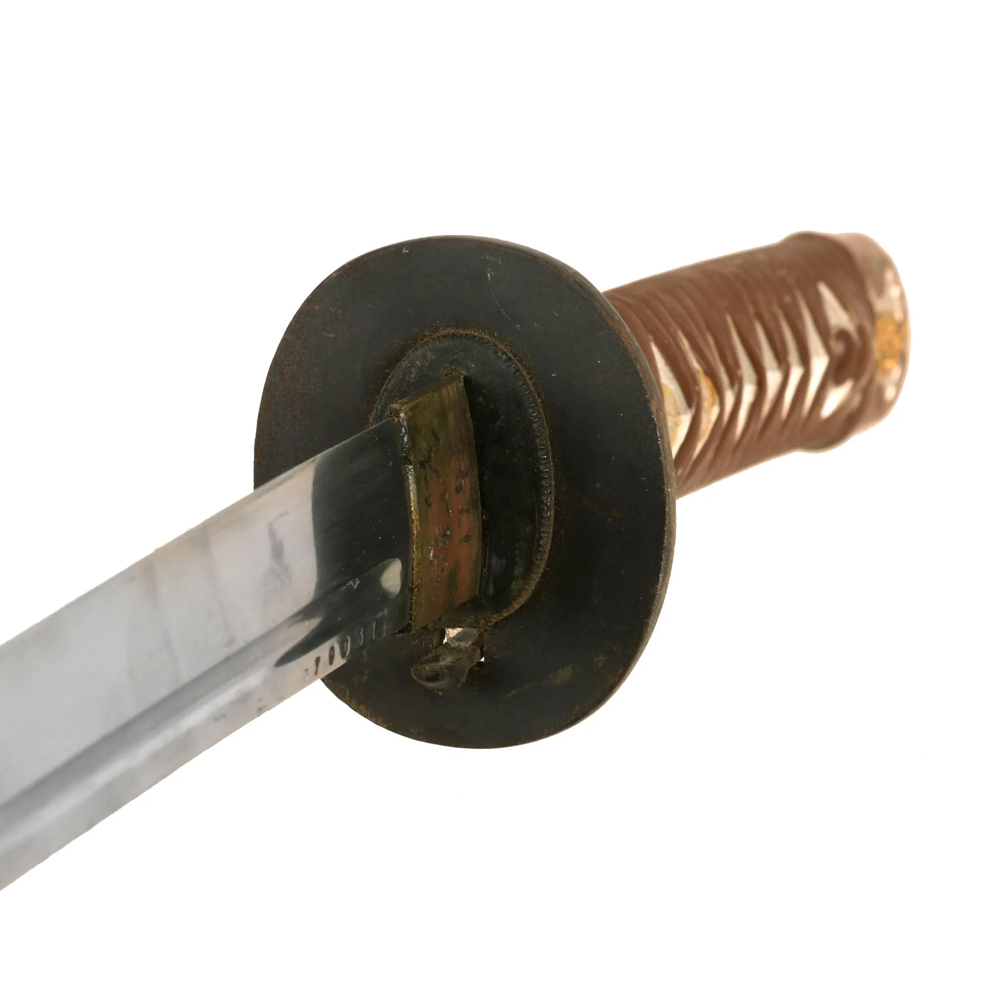 Original WWII Japanese Army Type 95 NCO Aluminum Handle Katana Sword with Rare Leather Hanger - Matched Serial 79051