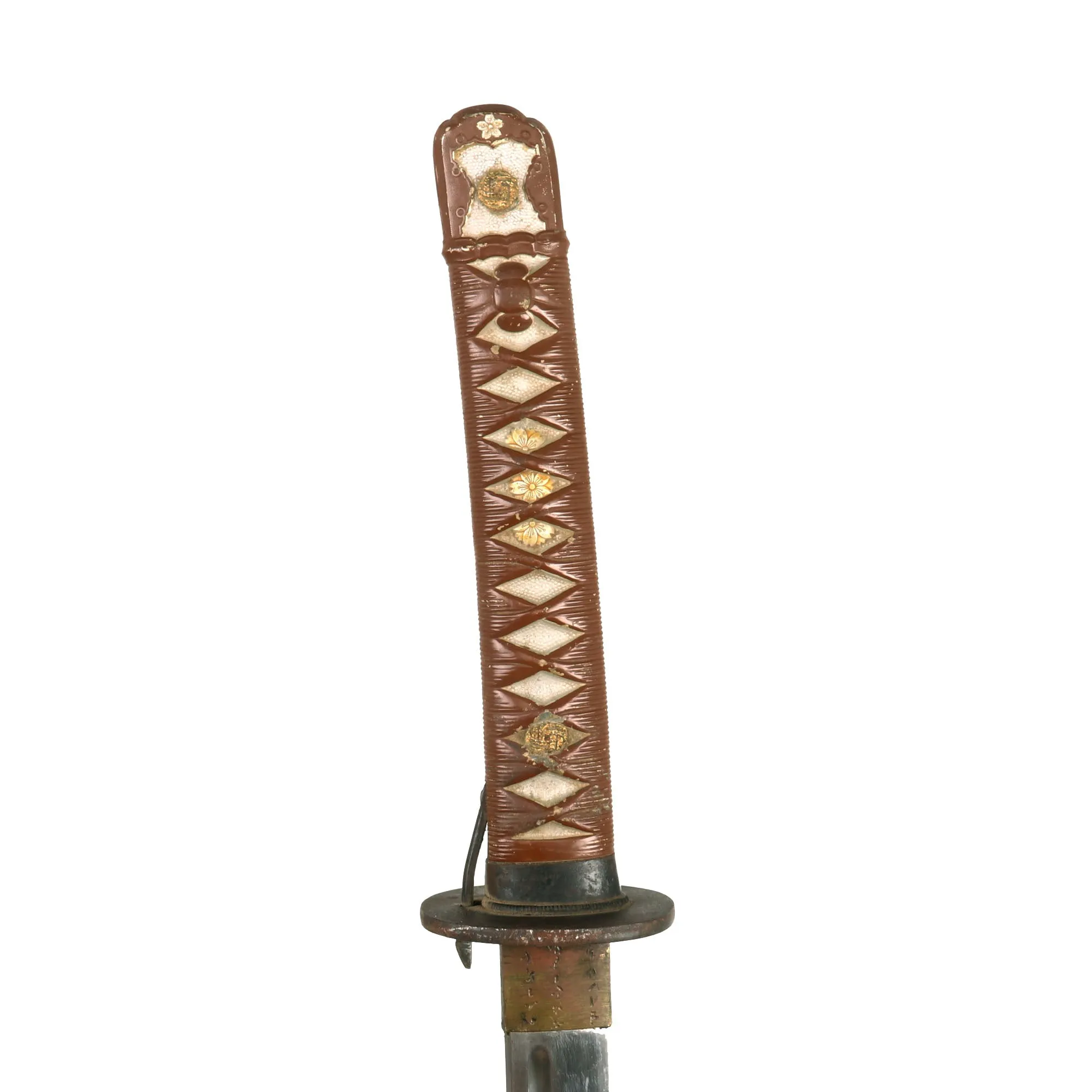 Original WWII Japanese Army Type 95 NCO Aluminum Handle Katana Sword with Rare Leather Hanger - Matched Serial 79051