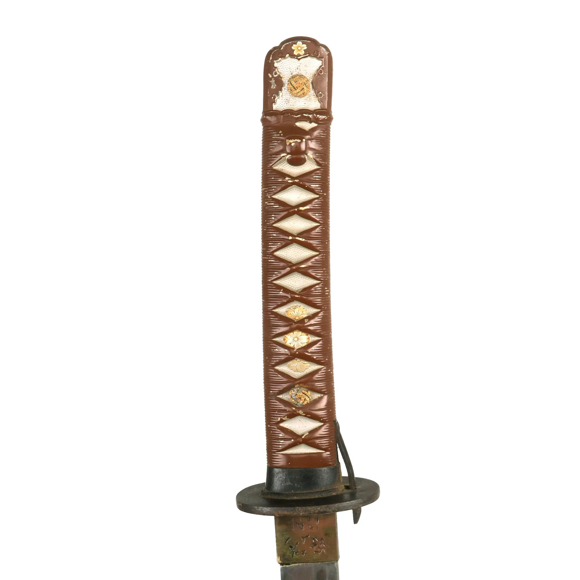 Original WWII Japanese Army Type 95 NCO Aluminum Handle Katana Sword with Rare Leather Hanger - Matched Serial 79051