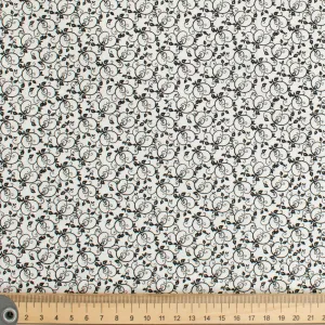 Quilter's Own Black Vine Flutter on White Design-2 Cotton Prints