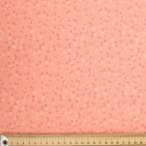 Ruby Red Collection #10 Small Pale Yellow Floral & Vines on Coral Cotton Prints