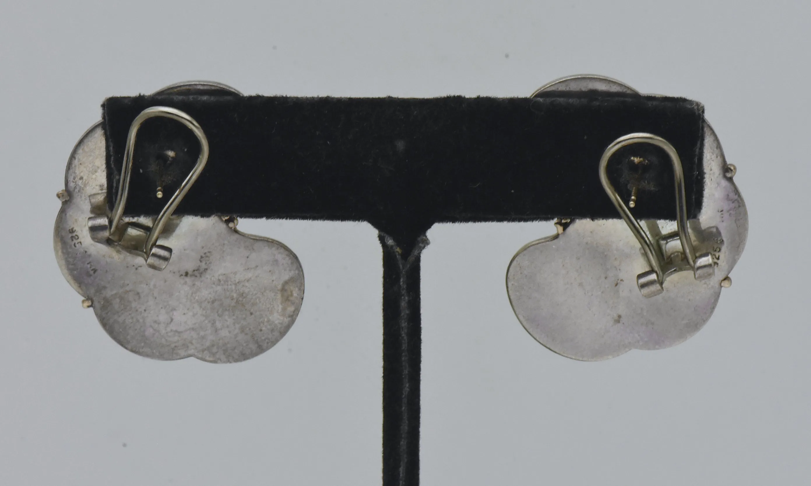 Vintage Handmade Sterling Silver & 14K Gold Earrings