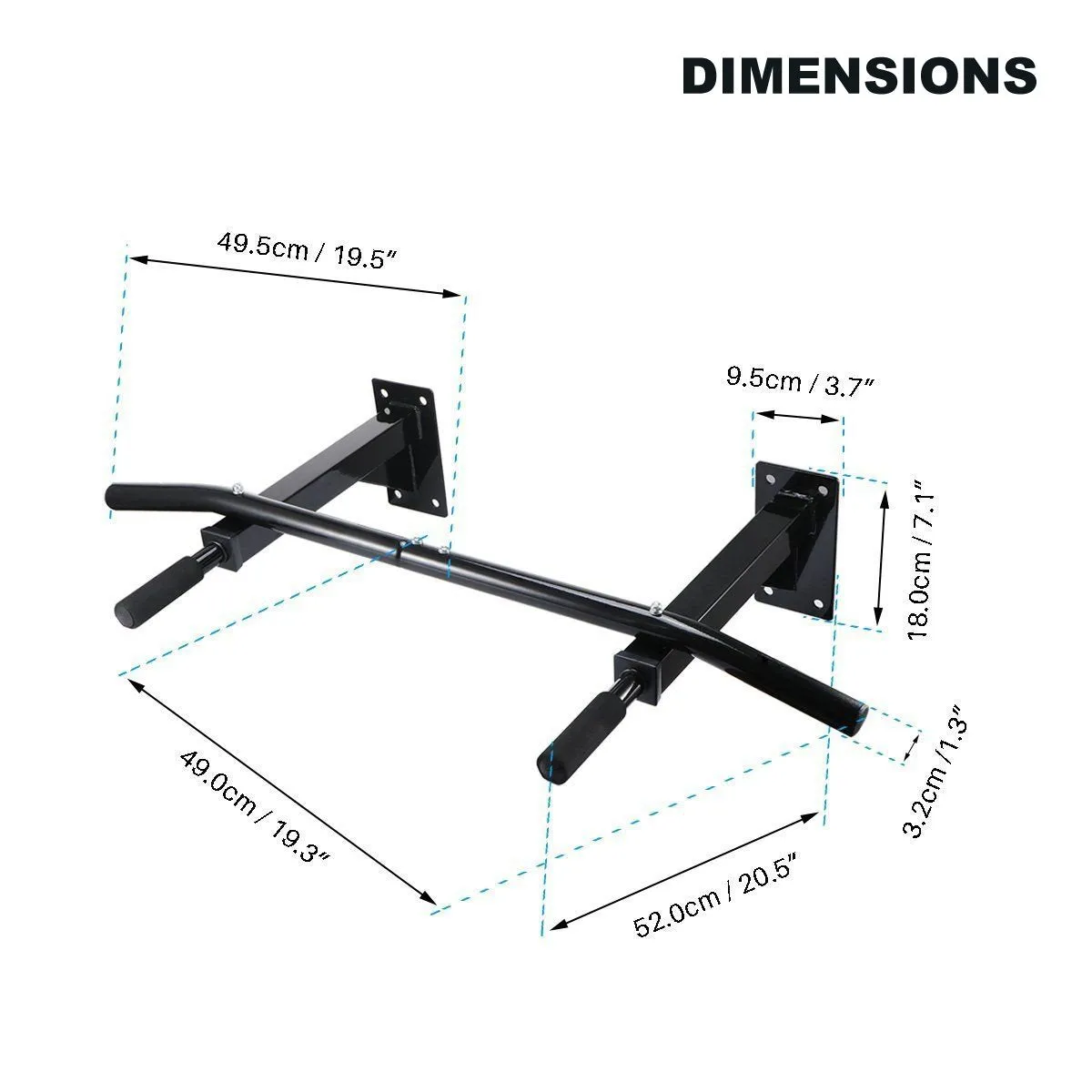 Wall Mounted Chin Up Bar Black