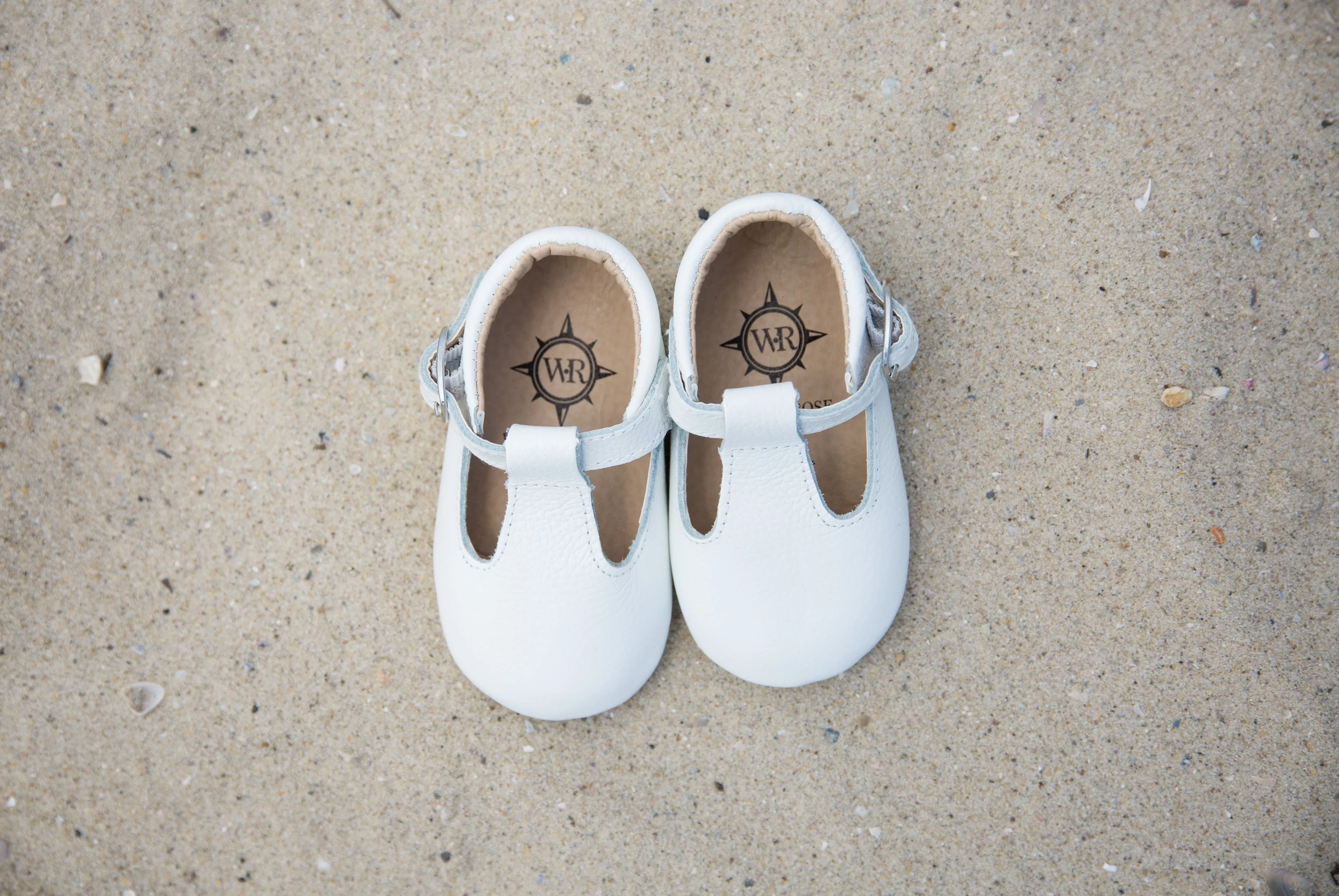 White Genuine Leather T-bars