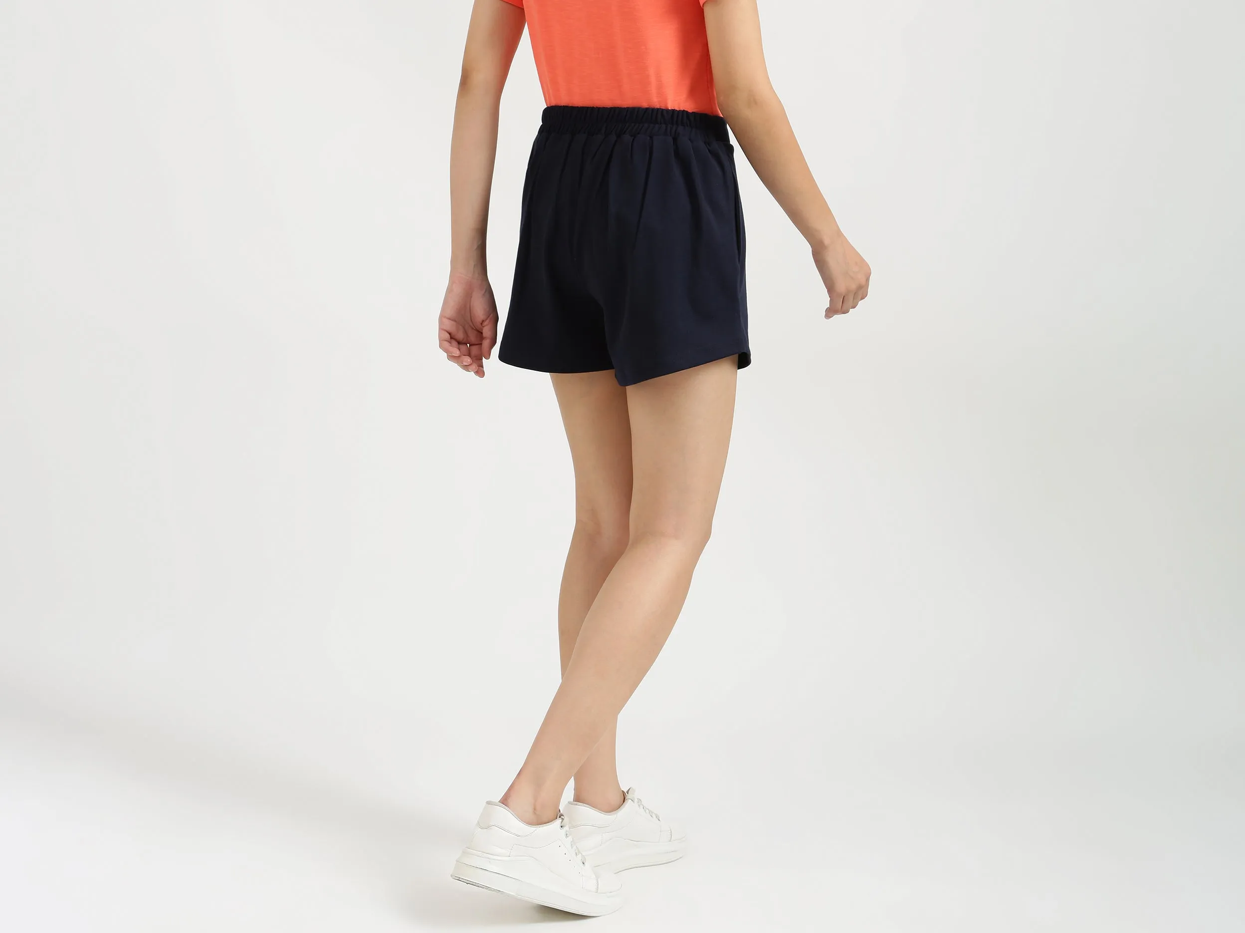 Women Navy Blue Solid Shorts