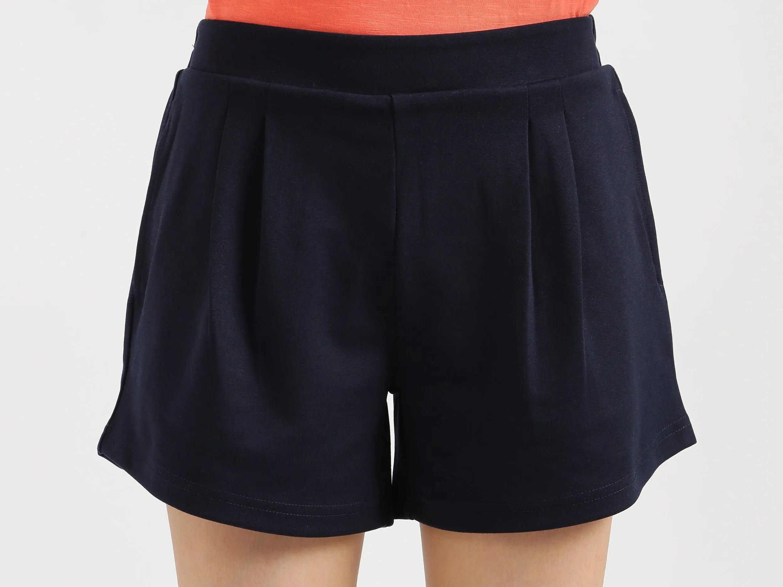 Women Navy Blue Solid Shorts